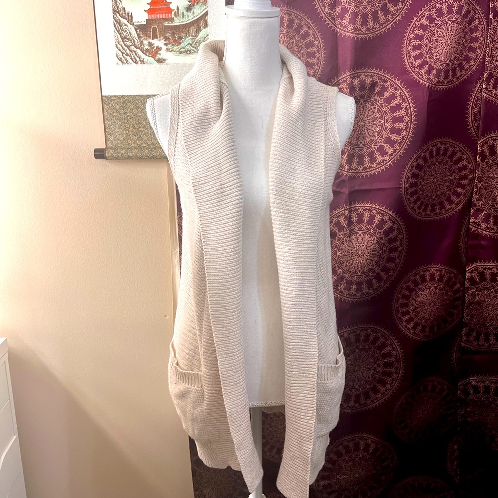 Open Front Knit Sweater Sleeveless Cardigan / Vest- EUC